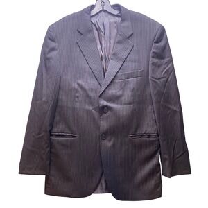 Luigi Buratti‎ Sport Coat Mens 42R Black Pinstripe Blazer Italy Super 130's